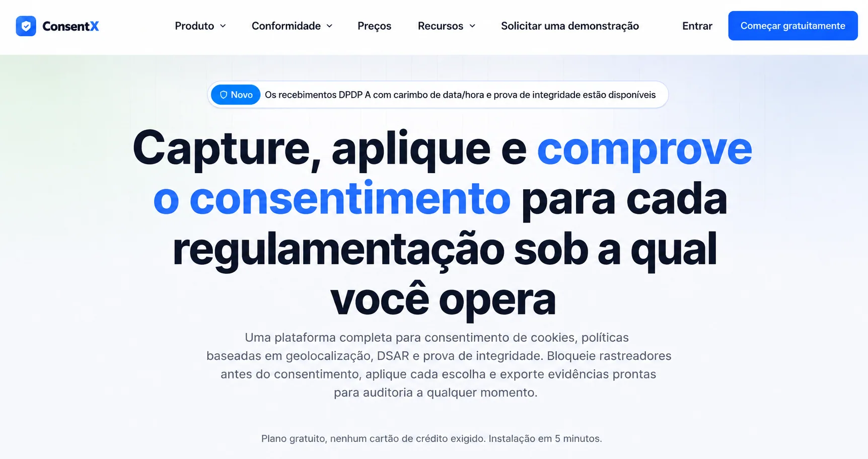 Plataforma de gestão de consentimento ConsentX