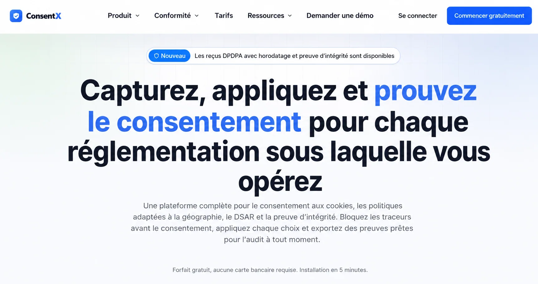 Plateforme de gestion du consentement ConsentX