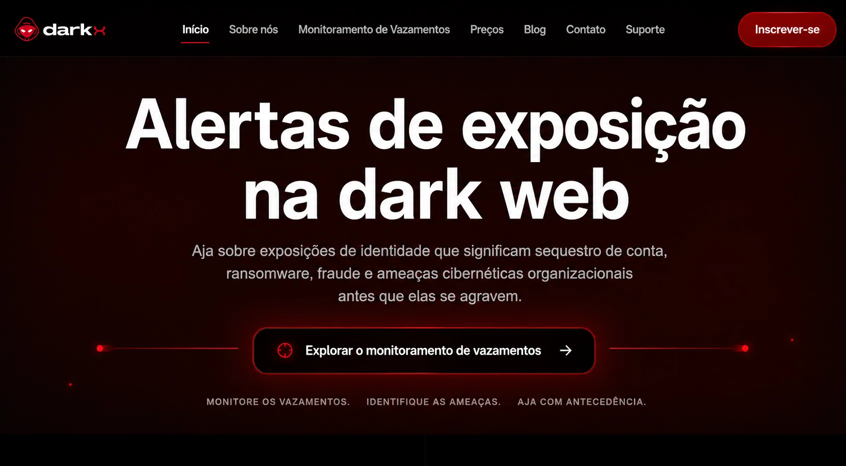 Plataforma de monitoramento da dark web DARKX